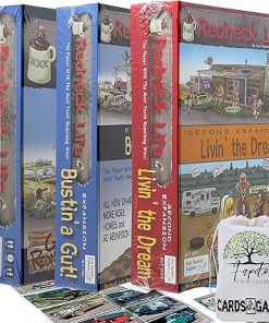Drawstring Bag Bundle with Redneck Life Board Game (Core-Base) and Expansions: Bustin’ A Gut! & Livin’ The Dream