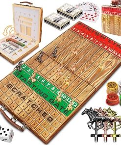 Horse Racing Board Game with 11 Metal Horses and Dice for Fun Play
