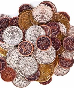 The Dragon’s Hoard: 60 Real Metal Fantasy Coins with Leather Pouch | Board Game Accessory for Tabletop RPG Role-Play Strategy Games | Bronze, Silver, and Gold Colored Coins 2