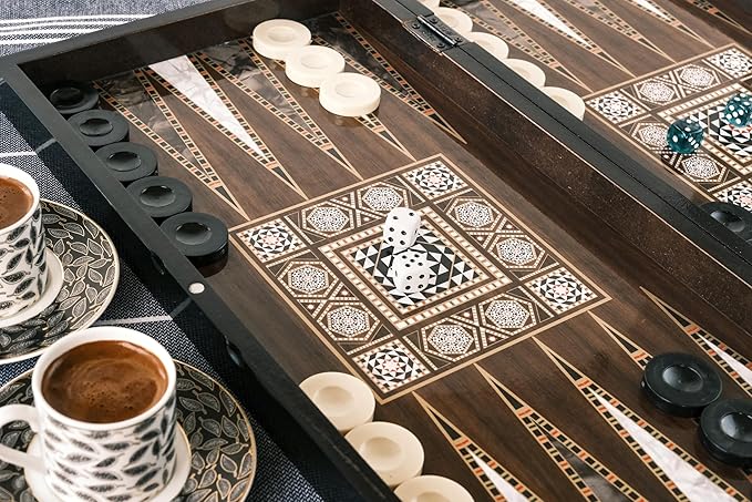 Premium 19 Inch Turkish Backgammon and Chess Set with Glossy Finish 2 Premium 19 Inch Turkish Backgammon and Chess Set with Glossy Finish - Image 2
