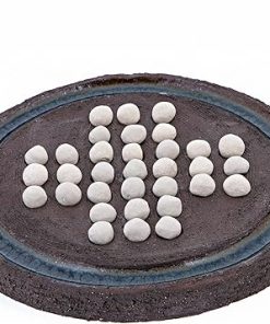 Handmade Decorative Ceramic Solitaire Board Game 23cm Brown White 2