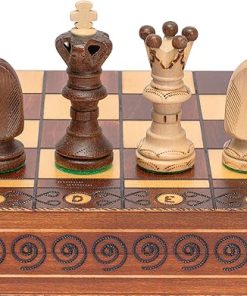 Large Husaria European Wooden Chess Set with Handcrafted Pieces 21.7 Inches