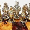 Medieval Knight Chess Men Set Gold Silver Plated Busts No Board