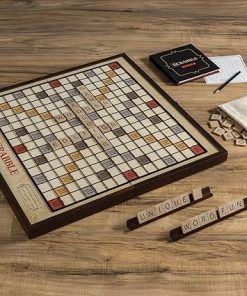 WS Game Company Scrabble Grand Folding Edition Rotating Wooden Board 2