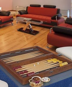Turkish Leather Backgammon Set with Elegant Design for All Ages