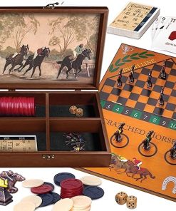 WE Games Derby Horse Race Board Game with Metal Pieces and Storage Box