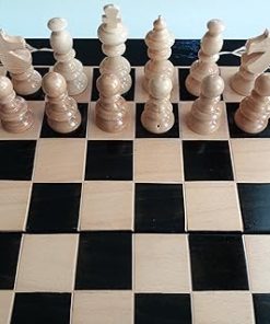 Black Wooden Chess Set with Carved Beech Wood Board Educational Game Gift 2