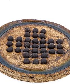 Handmade Ceramic Solitaire Board Game in Brown and Beige, 23cm Diameter