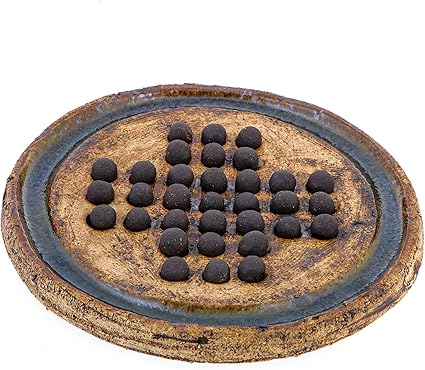 Handmade Ceramic Solitaire Board Game in Brown and Beige, 23cm Diameter Handmade Ceramic Solitaire Board Game in Brown and Beige, 23cm Diameter