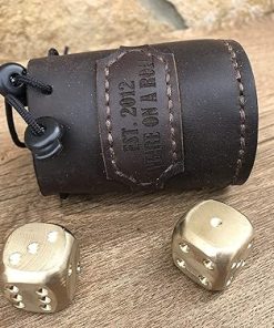 Bronze Dices in Leather Bag with Engraving for 8th or 19th Anniversary 2