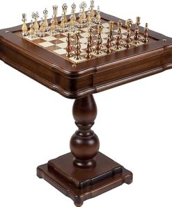 Francesca 24K Gold and Silver Chessmen with Verona Game Center Table