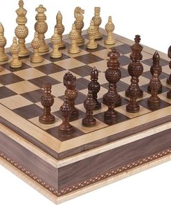 Monaco Deluxe Chessmen and Battery Park Wooden Chess Board Set 2
