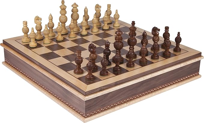 Monaco Deluxe Chessmen and Battery Park Wooden Chess Board Set 2 Monaco Deluxe Chessmen and Battery Park Wooden Chess Board Set - Image 2