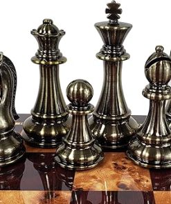 King Copper and Gold Finish Large 4 Inch Staunton Chess Men Set 2