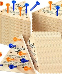 Deekin 24-Pack Wooden Triangle Peg Game Portable Classic Strategy Puzzle