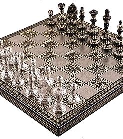 Luxury Brass Metal Chess Set Inspired by Staunton Design – 12 Pieces