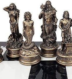 Zeus vs Poseidon Chess Men Set Bronze and Pewter Inspired by Greek Mythology 2