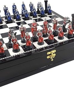Medieval Knights Chess Set with 17 Inch Black and White Board
