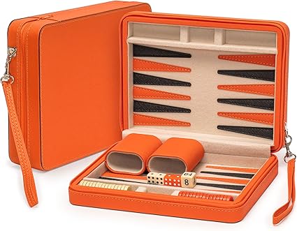 Travel Size Backgammon Mini Game Set in Sleek Leatherette Case Travel Size Backgammon Mini Game Set in Sleek Leatherette Case