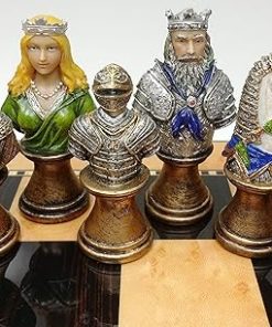 Medieval Times Crusades Chess Set Hand Painted Red Green Busts Pieces 2