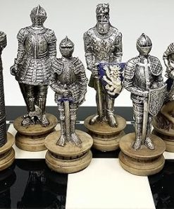 HPL Medieval Crusades Gold Silver Armored Knight Chess Men Set 2