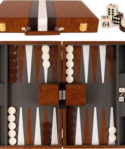 Classic 15 Inch Backgammon Set for Adults and Kids with Case
